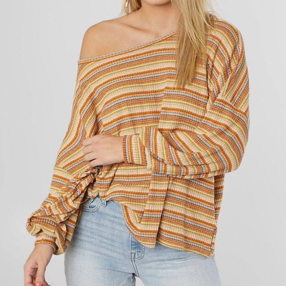 Buckle Tops - Buckle Brand Open Back Striped Mix Top Sz L
